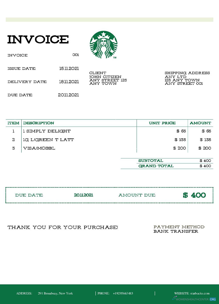Download USA Starbucks invoice(2) Photoshop template